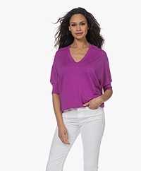 Repeat Cotton-Cashmere Elbow Sleeve Sweater - Orchid 