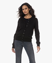 Repeat Cotton Blend Buttoned Cardigan - Black
