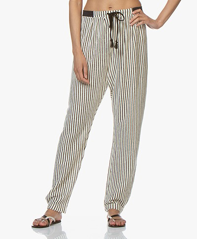 forte_forte Jersey Striped Pants with Lurex - Off-white/Black