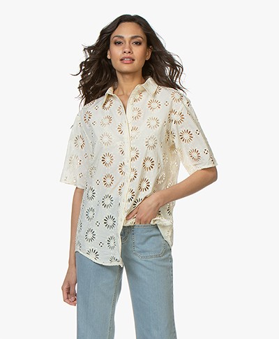 ba&sh Buster Embroidered Blouse - Ecru