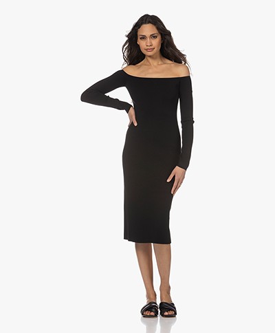 Filippa K Off Shoulder Knit Dress - Black