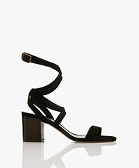 ba&sh Cequoia Suede Heeled Sandals - Black