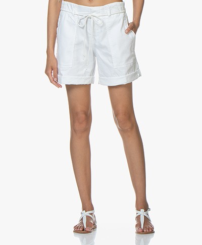 Drykorn Good Cotton Blend Twill Shorts - White