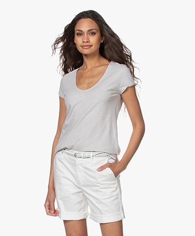 Drykorn Avivi Slub Jersey T-shirt - Light Grey