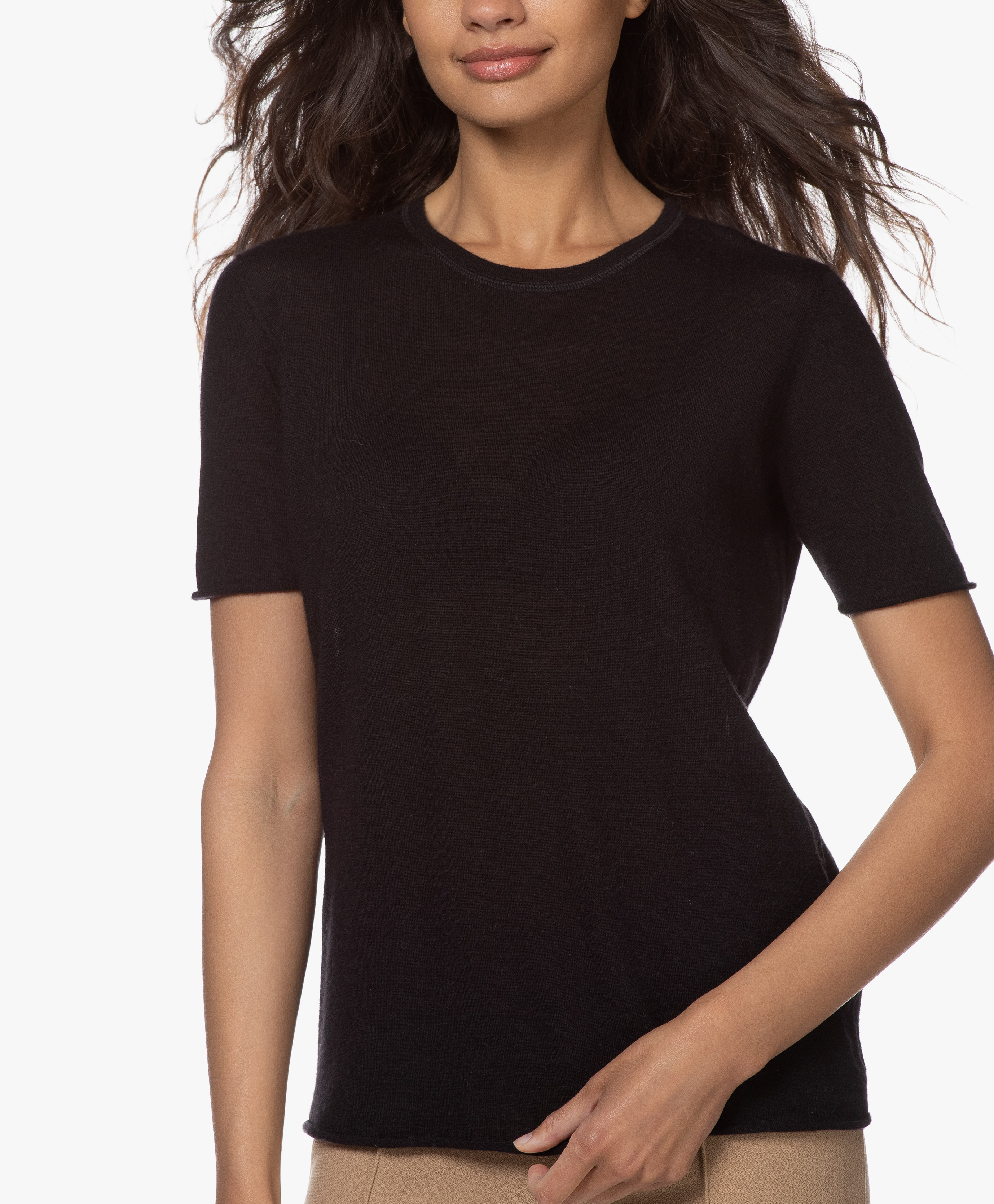 Joseph Cashair Knitted Cashmere Tshirt Black cashair tee jf004409 0010