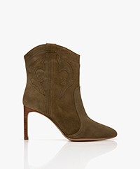 ba&sh Caitlin Suede Ankle Boots - Olive