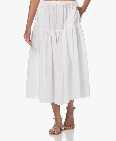 Enza Costa Cool Cotton Tiered Maxi Skirt - White
