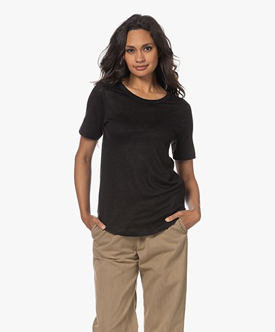 Neeve The Olivia Linen Short Sleeve T-shirt - Essential Black