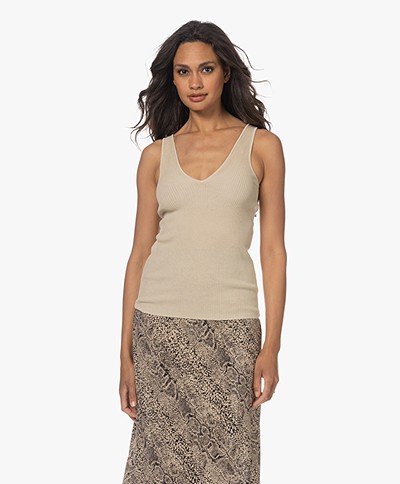 By Malene Birger Rory Knitted V-neck Top - Wood