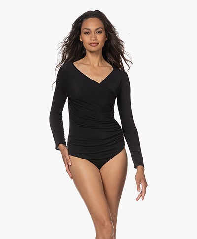 Wolford The Gathered Cache-Coeur Crepe Jersey Body - Black