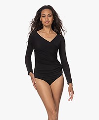 Wolford The Gathered Cache-Coeur Crêpe Jersey Body - Zwart