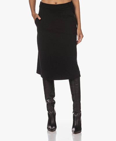 KYRA Ebru Structured Jersey A-line Skirt - Black