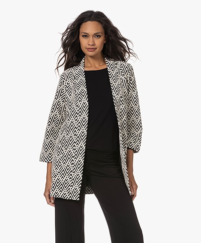 KYRA Georgina Jacquard Jersey Kimono Blazer - Black/Off-white