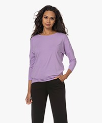 KYRA Klaver Jersey T-shirt with Three-quarter Sleeves - Fresh Lilac