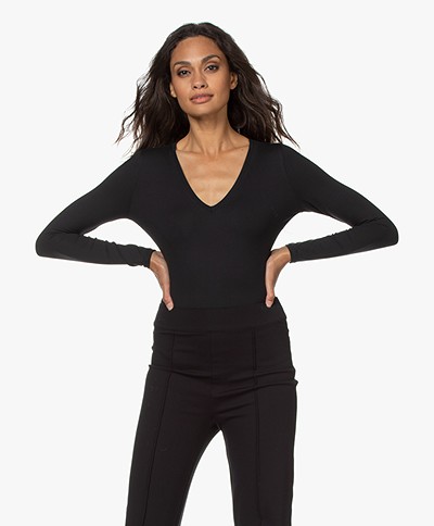 SPANX® Suit Yourself Longsleeve V-hals Bodysuit  - Zwart