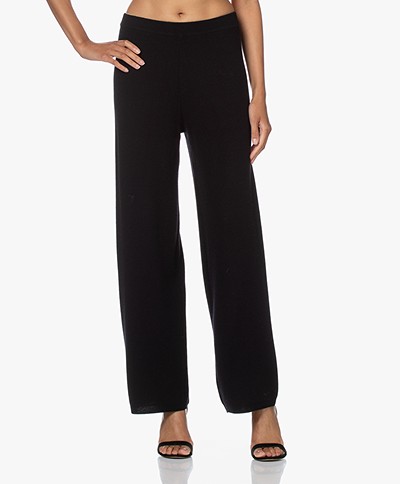 Closed Wool and Cashmere Pants - Black