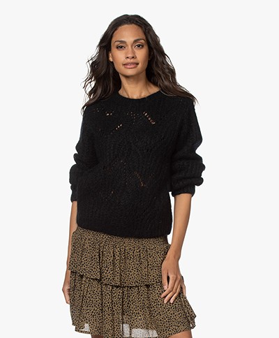 by-bar Julie Open Knitted Mohair Mix Sweater - Black