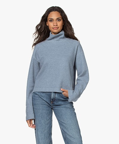 Drykorn Elesa Cropped Cotton Blend Turtleneck Sweater - Dusty Blue