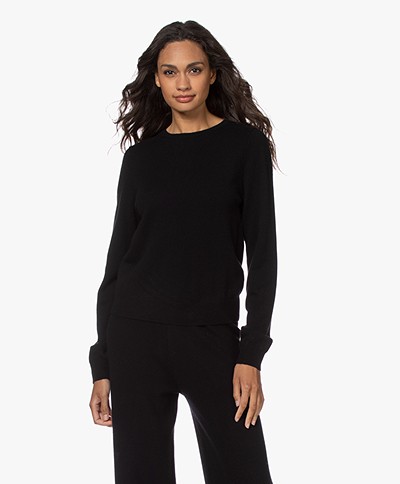 Closed Wool and Cashmere Round Neck Pullover - Black