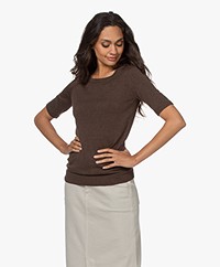 JapanTKY Kie Short Sleeve Sweater - Dark Brown