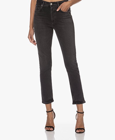 Citizens of Humanity Charlotte Straight Jeans met Hoge Taille - Black Ink
