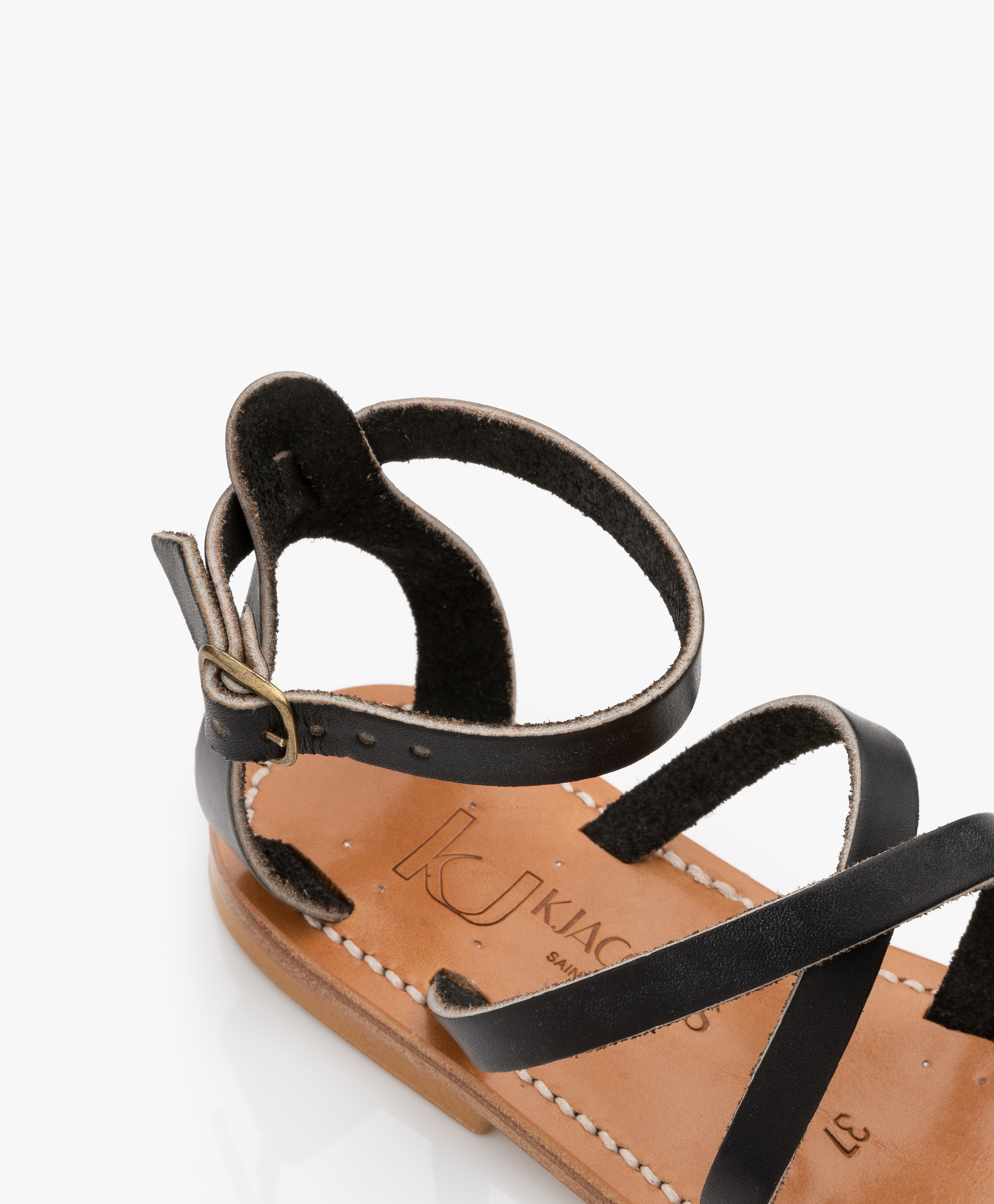 K. Jacques St. Tropez Epicure Leather Sandals - Black - epicure ee3637 noir