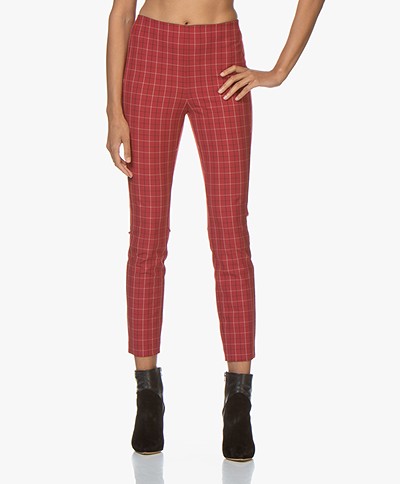 Rag & Bone Simone Checkered Slim-fit Pants - Red/Multi