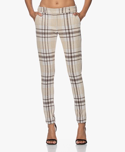 Josephine & Co Jim Checkered Jersey Pants - Sand/Off-white/Brown