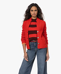 KYRA Kitty Rib Knitted Wool Blend Cardigan - Flame Red