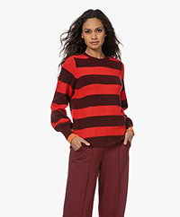 KYRA Marla Striped Wool Blend Sweater - Port Red