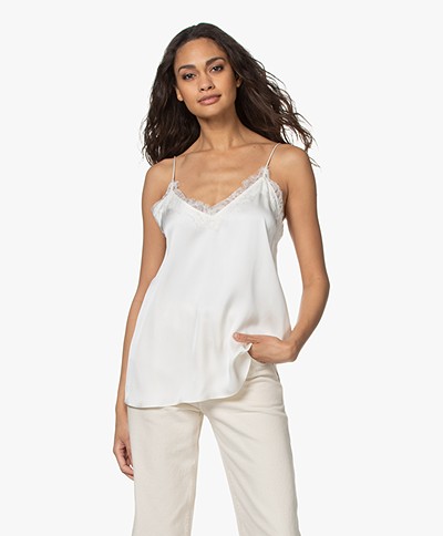 ANINE BING Belle Silk Camisole with Lace - Ivory