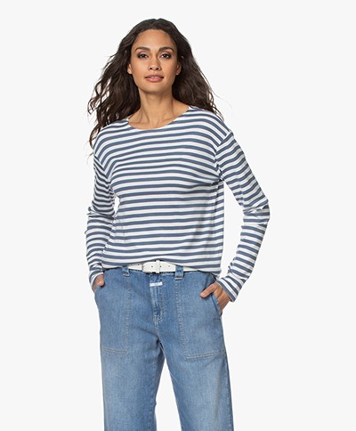 Closed Striped Modal Blend Long Sleeve - Commodore Blue