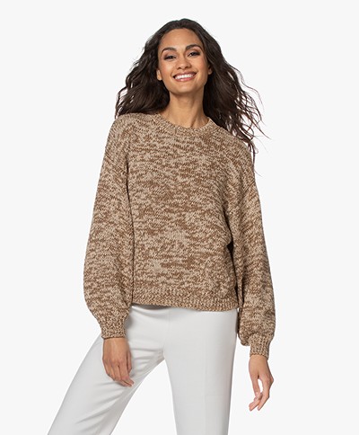 Drykorn Rojana Cotton Mouliné Sweater - Sand/Brown