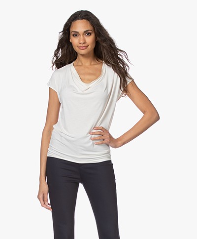 Majestic Filatures Superwashed T-shirt with Waterfall Neck - Milk