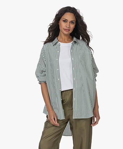 Denimist Oversized Striped Shirt - Green/White