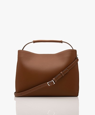 Flattered Harper Large Leather Handbag - Cognac