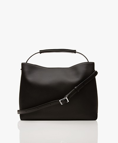Flattered Harper Large Leather Handbag - Black