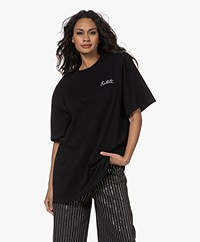 ROTATE Oversized Logo T-shirt with Padded Shoulders - Black