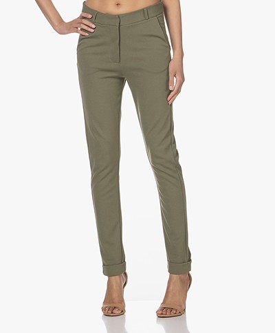 KYRA Rana Jersey Slim-fit Pants - Shadow Green