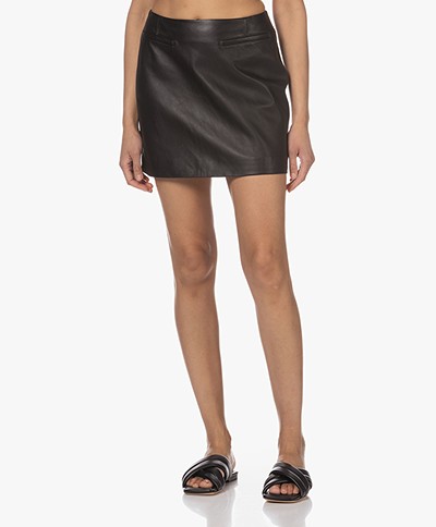 Enes Antwerp Shanna Leather Mini Skirt - Black