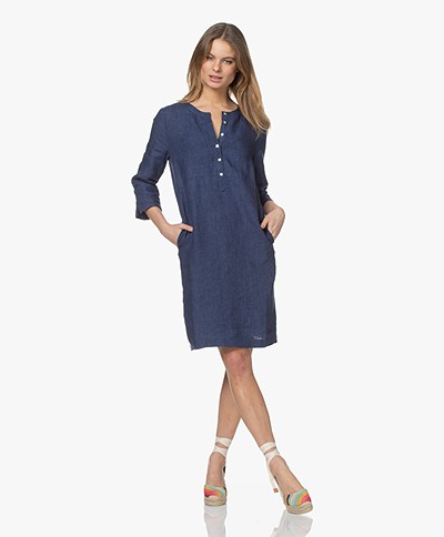 Belluna Lazard Knee-length Linen Dress - Blue Melange