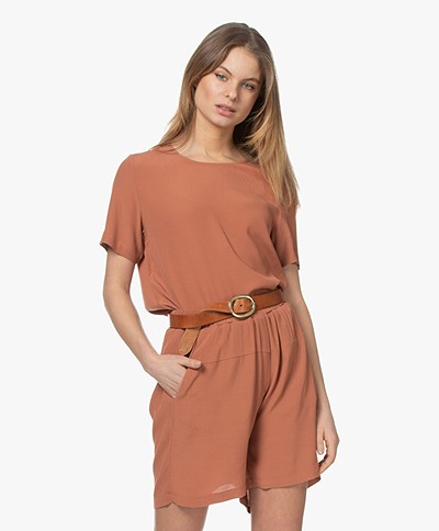 by-bar Silke Crepe Viscose Blouse with Short Sleeves - Copper