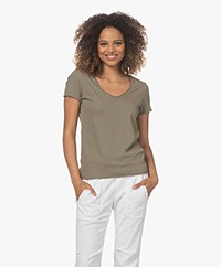 Michael Stars Jade Katoenen Korte Mouwen T-shirt - Olijf