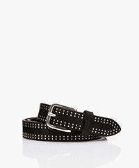 Closed Leather Belt with Stud Detailing - Black