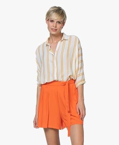 BY-BAR Norel Striped Viscose Blouse - Off-white
