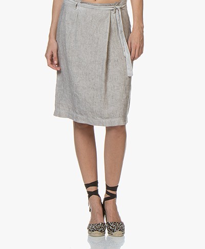 Belluna Weekly Pure Linen Skirt – Beige Melange