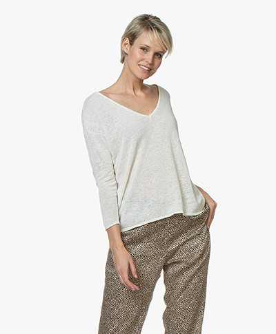 American Vintage Runyday Linen Blend Sweater - Pearl