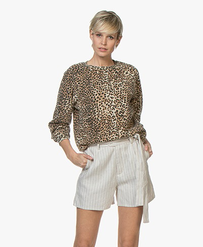 Ragdoll LA Distressed Leopard Print Sweatshirt - Brown 