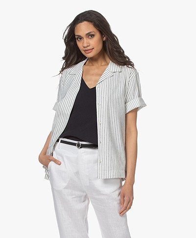 Closed Harlyn Striped Short Sleeve Shirt - Off-white/Black