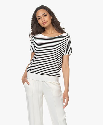 Kyra & Ko Julinde Striped Short Sleeve Pullover - Black/White